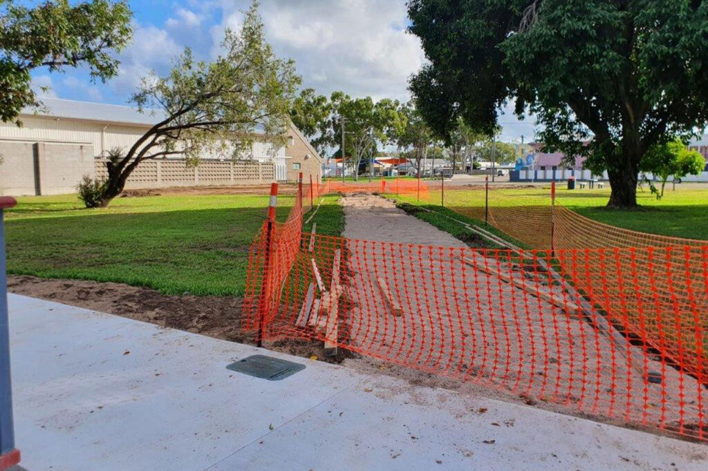Laying a new concrete footpath through Memorial Park in Home Hill