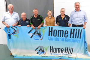 The 2023-24 leaders of the Home Hill Chamber of Commerce are (from left), Secretary Robert Antoniazzi, Treasurer John Clarke, Vice-President Uli Liessmann, new executive committee member Meghan Wilson, President David Jackson and Dale Last MP